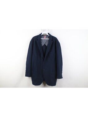 Stone Rose Mens 46 Handmade Knit 2 Button Suit Coat Blazer Jacket Navy Blue